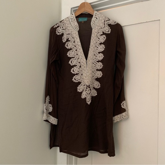 Taj by Sabrina Crippa Beaded Tunic Brown - Picture 1 of 6